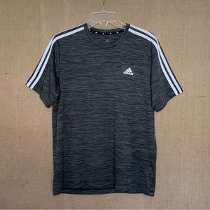 ADIDAS Men’s Performance T-Shirt Black Gray White Athletic Workout Tee Medium
